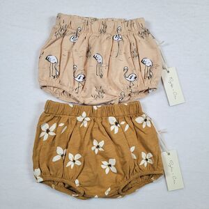 Rylee + Cru Flamingo and Floral Kids Shorts - Tan and Brown